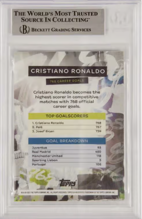 Cristiano Ronaldo & Pele Signed 2021 Topps Now Goal Record – BGS 10 Autograph